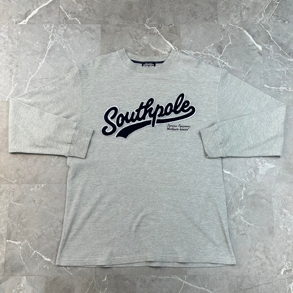 Vintage Southpole Thermal Shirt Mens XL Long Sleeve Script Embroidered Skate Rap